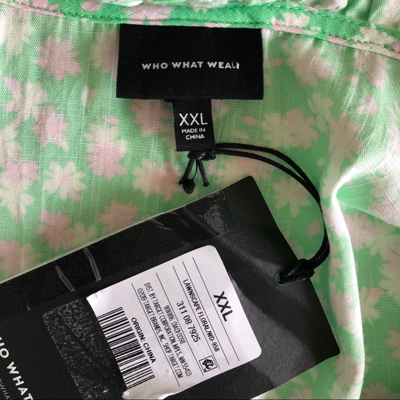 Who What Wear Women's Green Ditsy Floral Short Sleeve Tiered Smock Dress XXL NWT - Picture 10 of 12
